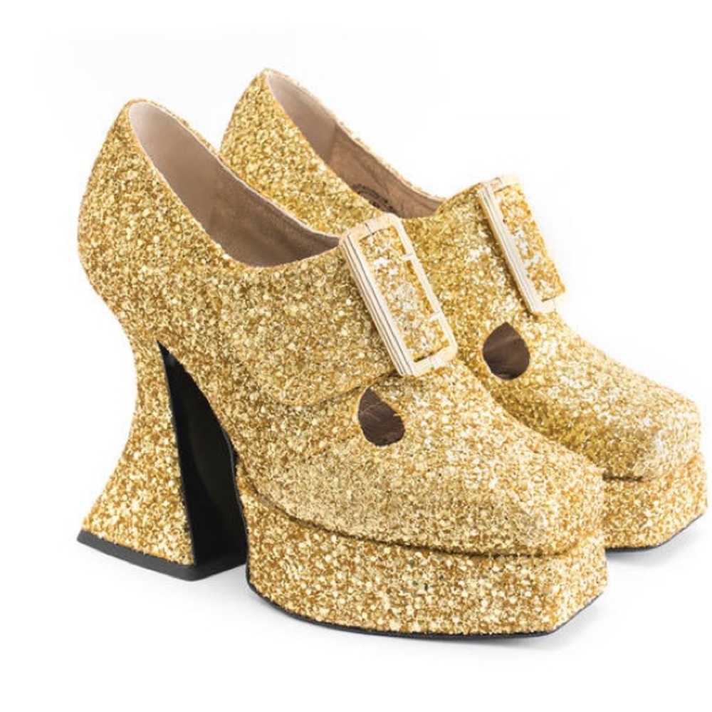 ISO: John Fluevog Baroque Gold Glitter heels size 7